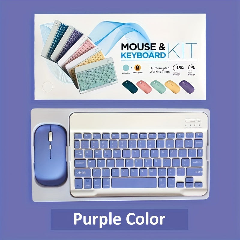 Planshetlar uchun portativ klaviatura va sichqoncha to'plami - iPad, Android, Samsung, Xiaomi bilan mos keladi. Simsiz ulanish, qayta zaryadlanadigan batareya, optik harakatni aniqlash, yengil yashil xususiyatlarga ega.