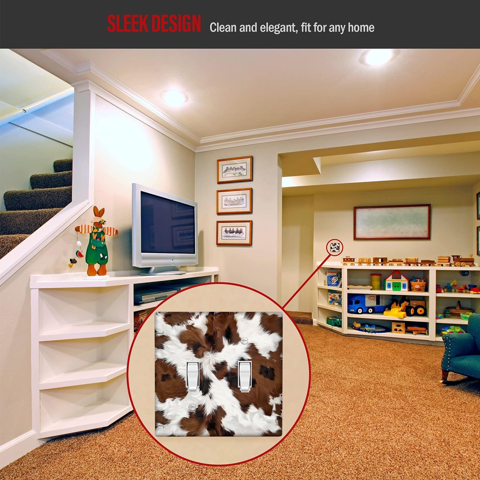 Cow Print Wall Decor Made of Unbreakable Polycarbonate for Bedrooms and Kitchens