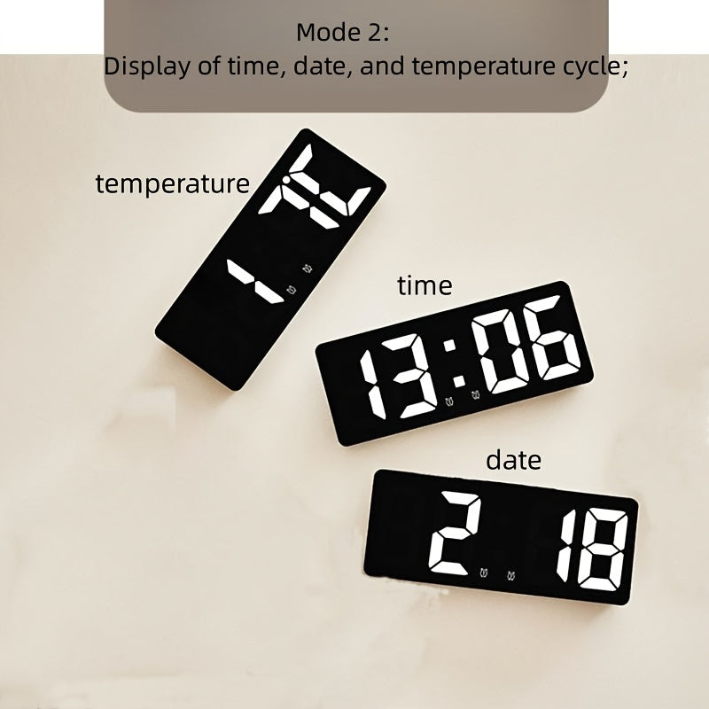 Digital LED Alarm Clock with Temperature Display 12/24 Hour Snooze USB or AAA Power for Bedroom Living Room