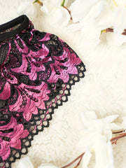 Plus Size Women's Sheer Lace Floral Thong with Heart Design Breathable