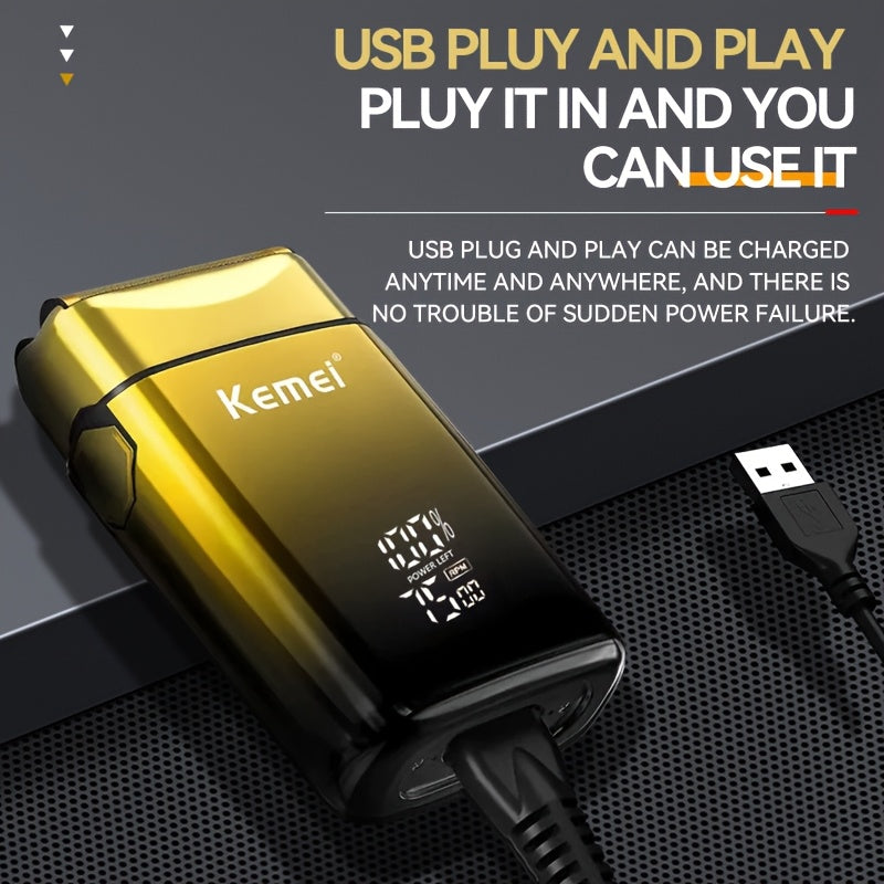 Afeitadora eléctrica para hombres, recargable por USB, impermeable, kit de recortadora de barba