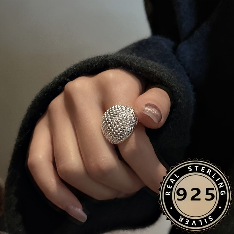 925 Silver Hollow Ball Ring Adjustable Open Design Elegant Sexy Casual Gift