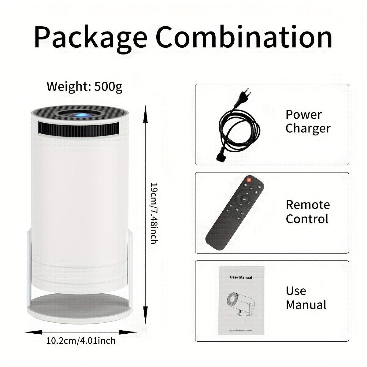 Mini Portable Projector 1080P WiFi6 180° Rotation for Home Office