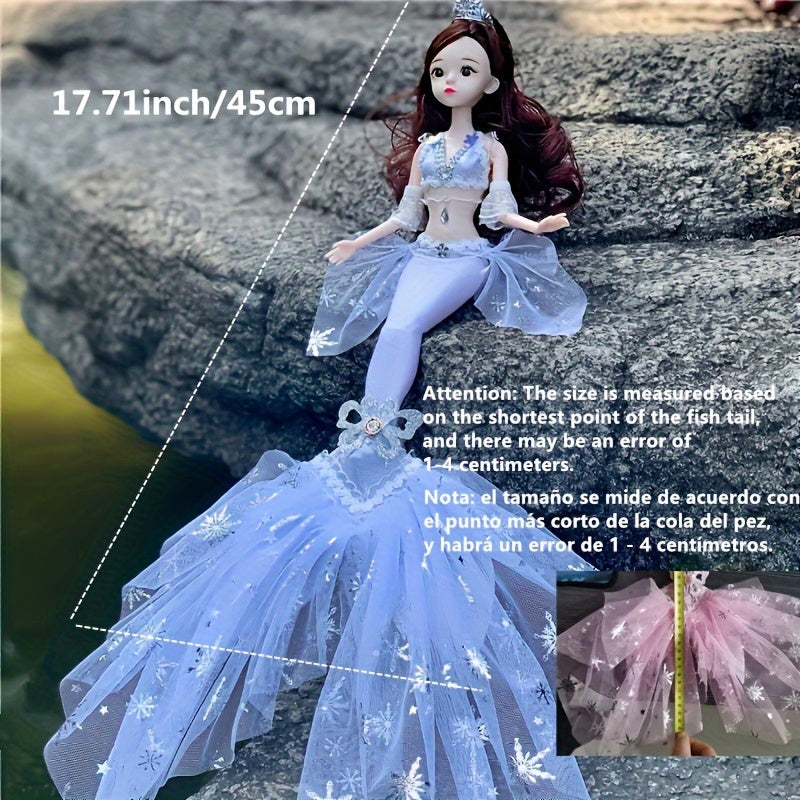 44.98cm Mermaid Doll for Girls with Realistic Eyes Movable Joints Dress-Up Accessories