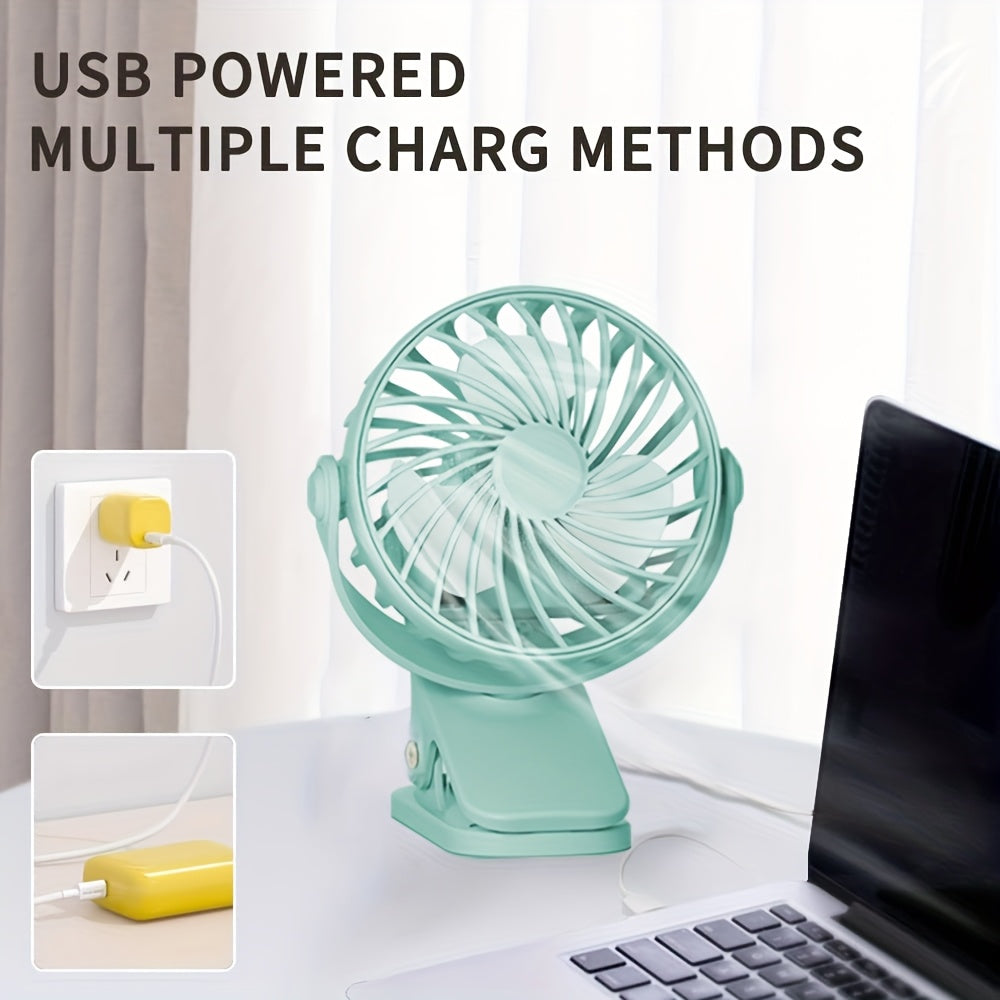 Quiet USB Rechargeable Desk Fan with Low Noise for Bedroom and Office