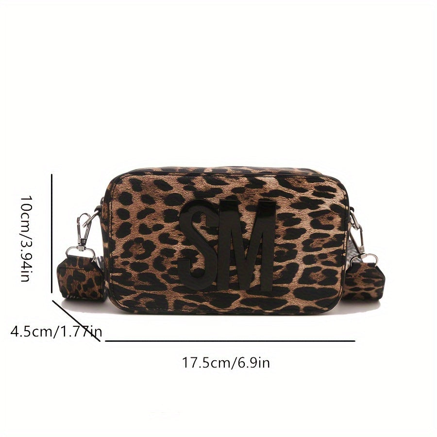 Leopard Print PU Crossbody Bag with Detachable Strap Dark Brown Small Shoulder Bag