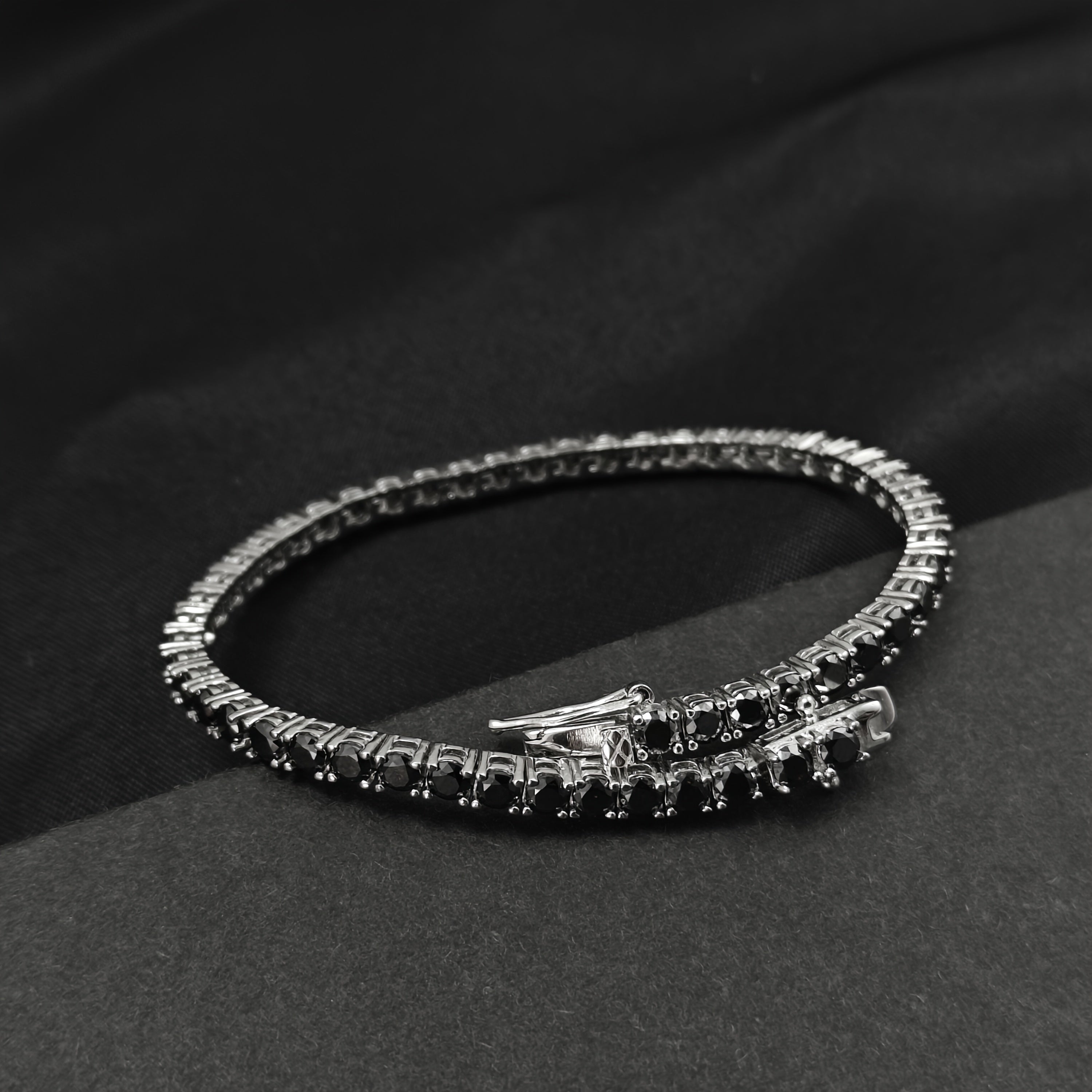 Silver Black Moissanite Bracelet for Women Fashion Jewelry Gift