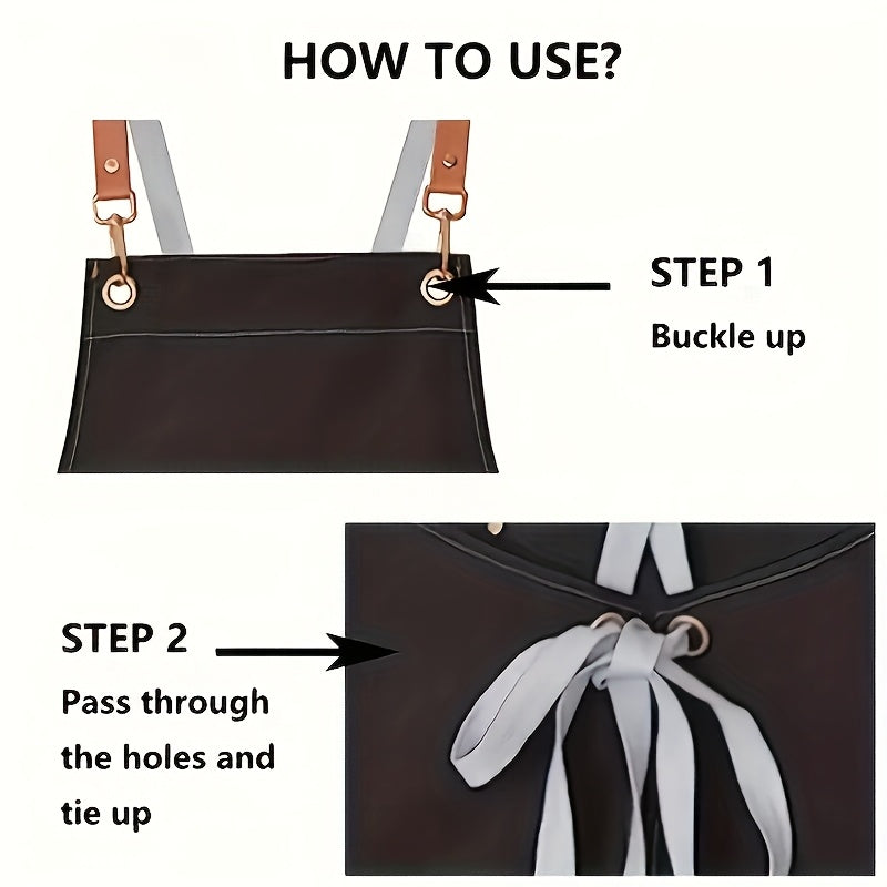 Delantal de lona impermeable con bolsillos para cafeterías, restaurantes y floristerías en beige, negro o marrón