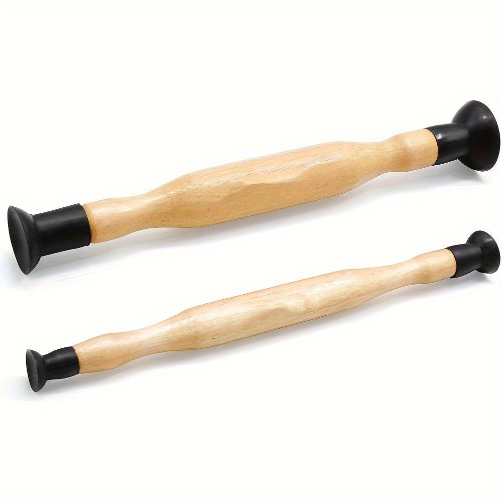 2 Pieces Double-Ended Valve Lapping Tool Set with Hardwood Handles for Cup and Seat Repair