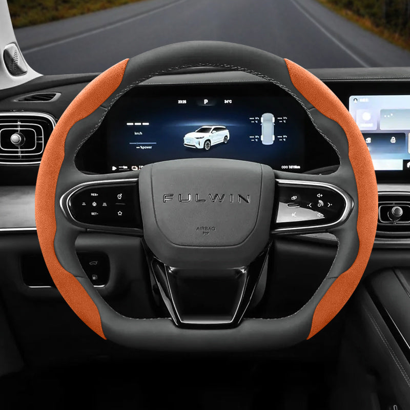 Universal Fleece Anti-Slip Steering Wheel Cover All-Season Black Green Red Orange Brown