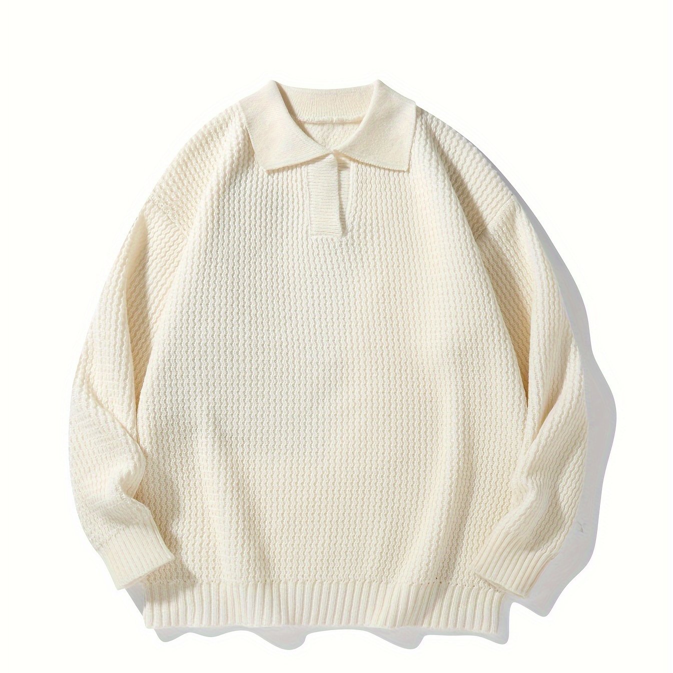 Suéter de punto casual de hombro caído, de color sólido, para otoño e invierno, para parejas