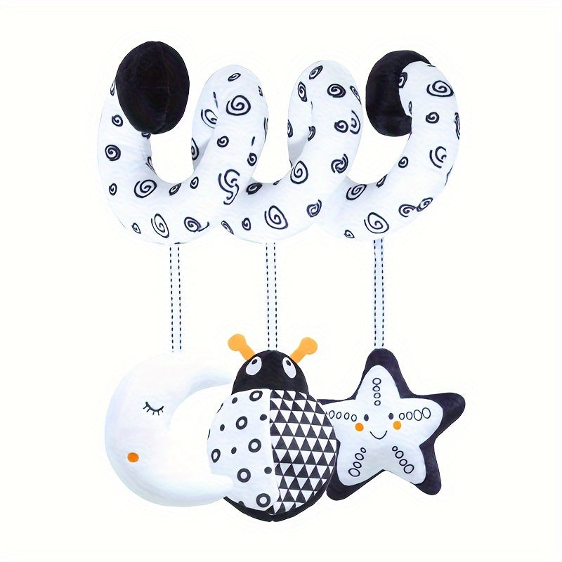 Black and White Baby Hanging Toys with Animal Designs for Strollers and Car Seats