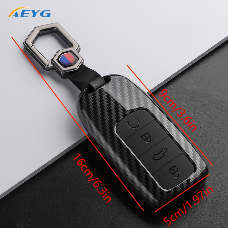 Чехол-кейс для автомобильного ключа для внедорожника, стиль из углеродного волокна, защитный чехол, черный