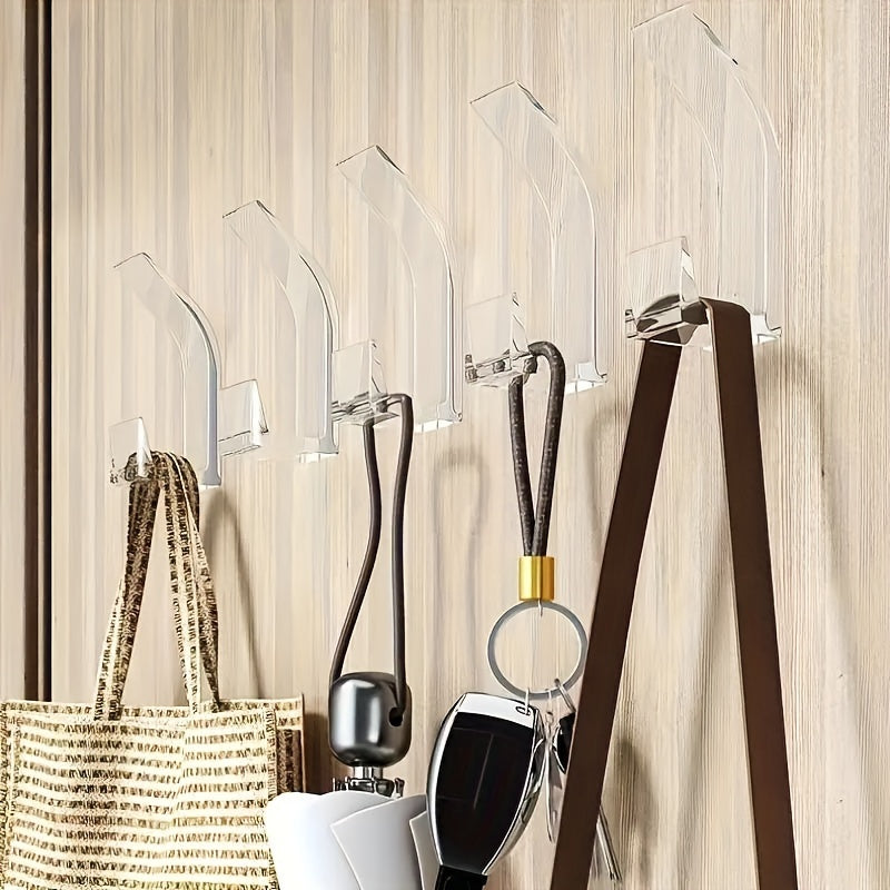 No-Drill Wall Hooks Set of 5 with Dual Hooks for Towels Coats Keys Bathroom Kitchen Organizing