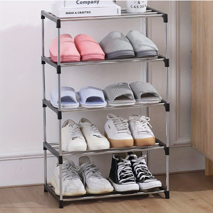 Naychali po'latdan yasalgan ko'p qatlamli poyabzal tokchasi, mustahkam va joyni tejash uchun yig'iladigan. Oson yig'iladi, kirish joyi, yo'l yoki shkaf uchun ideal. Metall konstruktsiya, yog'och kerak emas.