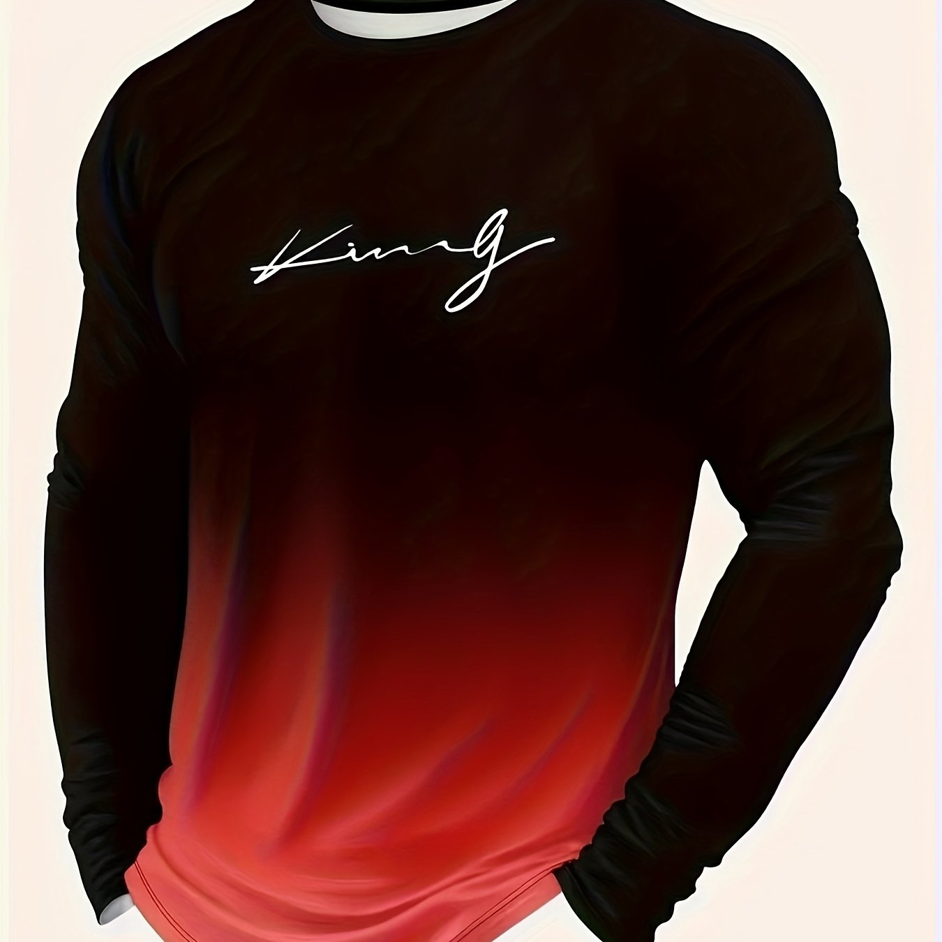 Men's Long Sleeve Ombre Crew Neck T-Shirt Polyester Casual Spring Fall