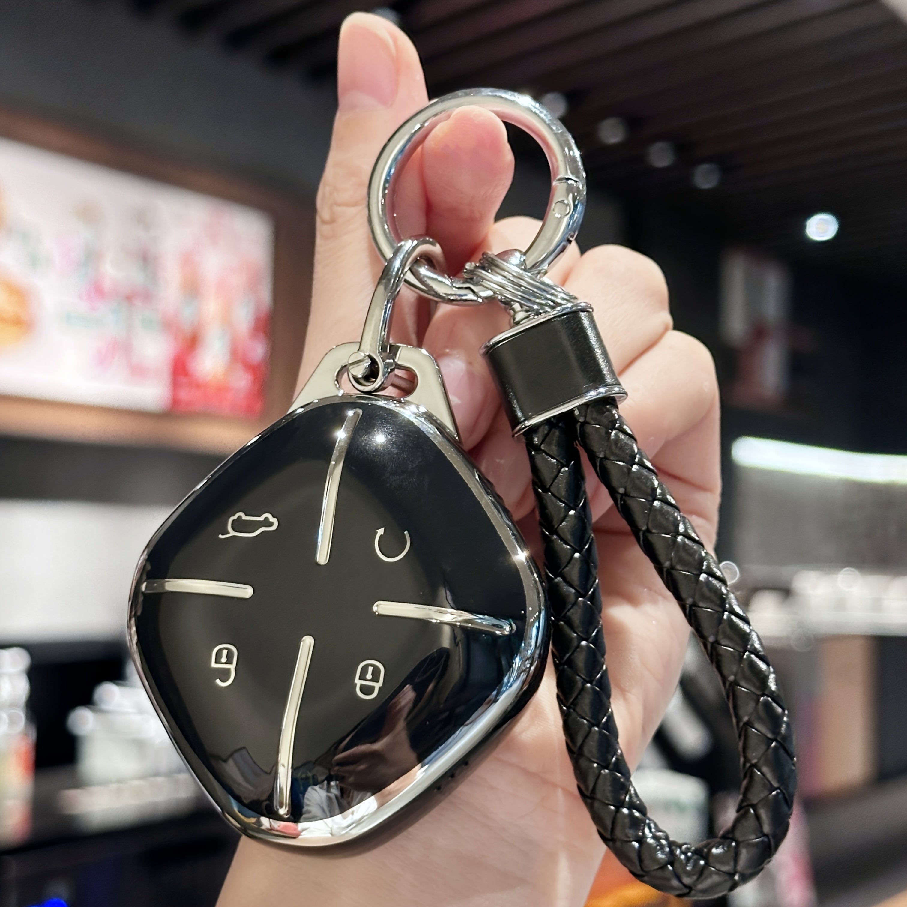 Car Key Fob Cover TPU Braided Keychain Remote Accessory for Universal Use