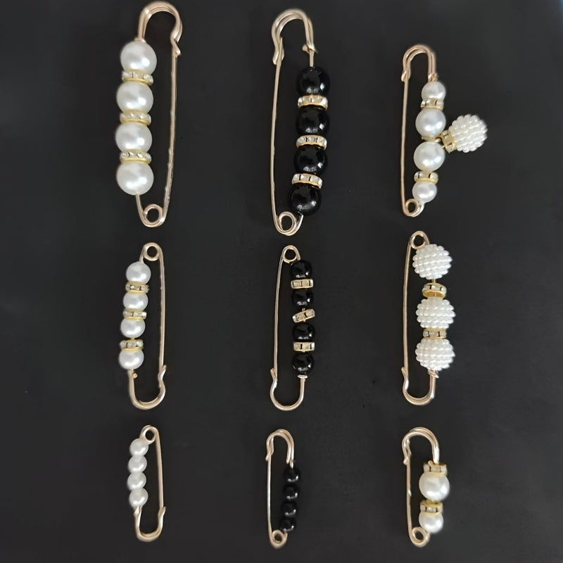 Set of 9 Adjustable Waistband Clips for Pants and Skirts Non-Slip Buckle Brooches