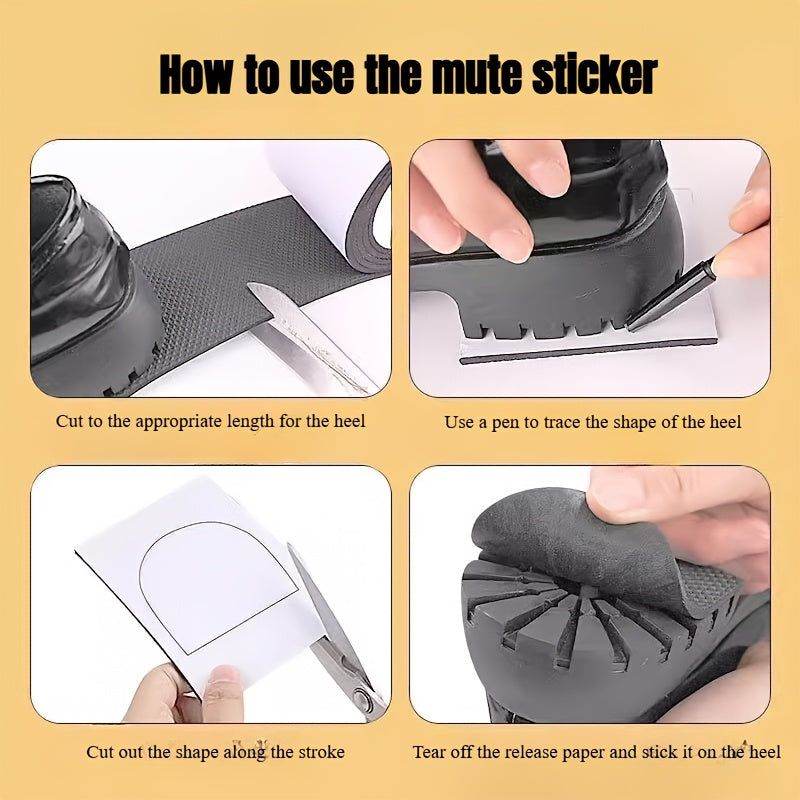 Noise Reduction Shoe Tape Self-Adhesive Non-Slip Rubber Pads for High Heels and Furniture