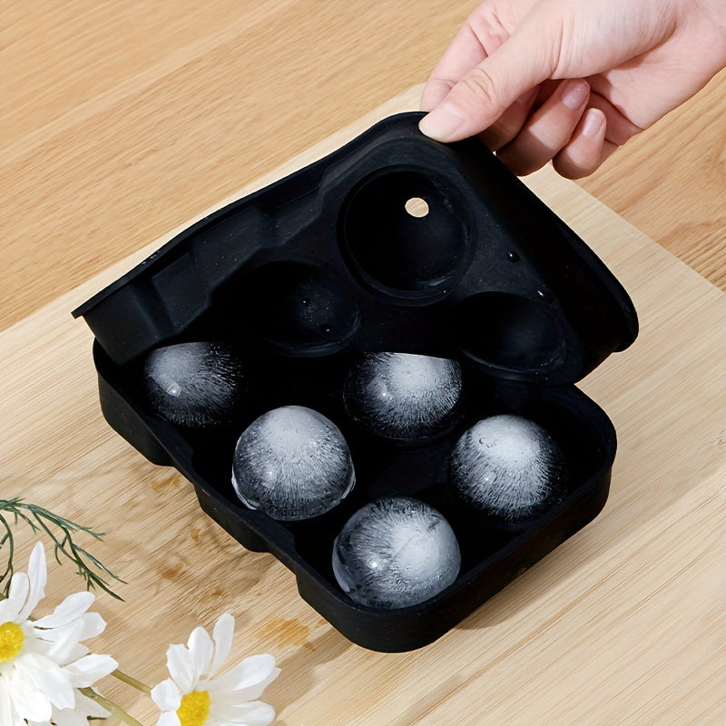 Large Square and Sphere Ice Cube Trays Set for Whisky and Cocktails Black