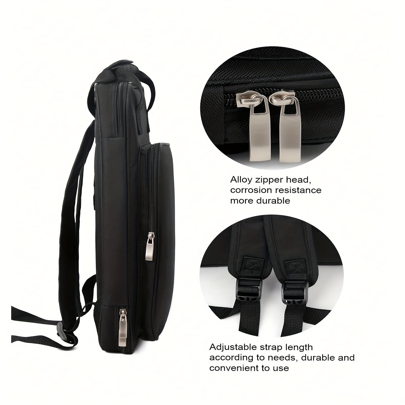 Water-Resistant Drumstick Bag with Cushioned Straps Holds 12 Pairs Black Professional Carry Backpack