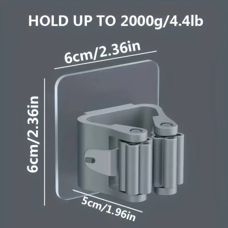 Soporte para fregona y escoba de pared con ganchos desmontables impermeables antideslizantes para organización en hogar, baño, cocina, jardín y garaje