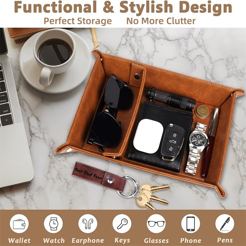 Винтажная подставка из искусственной кожи для хранения украшений, часов, ключей и организации