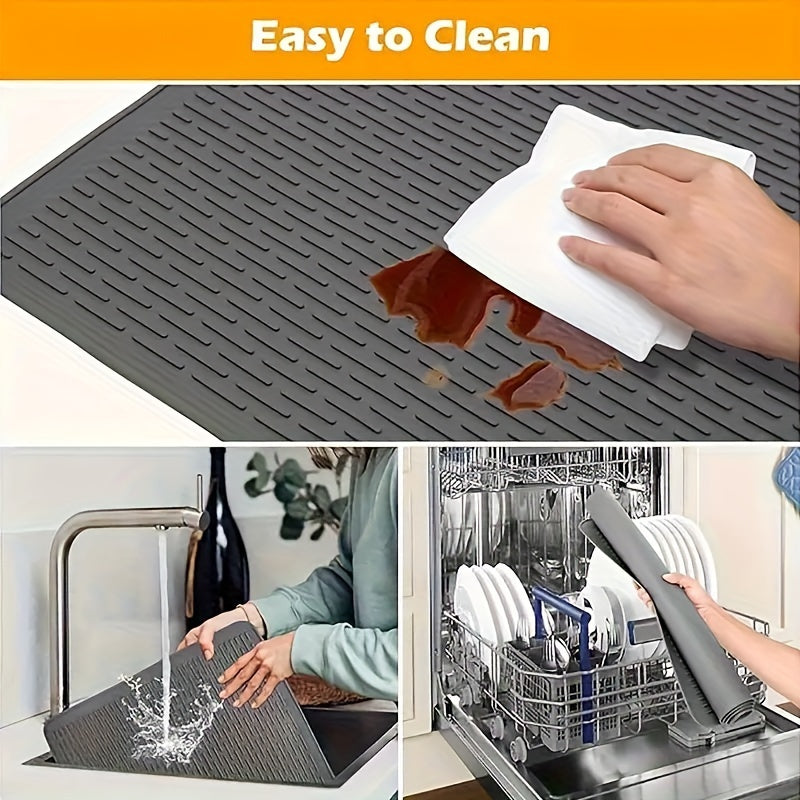 Silicone Stove Top Cover for Ceramic and Glass Cooktops Foldable Kitchen Mat for Drying Dishes and Oven Use