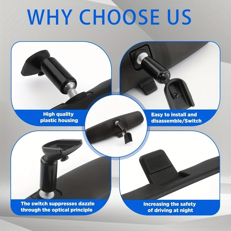 Universal Interior Rearview Mirror for Cars, Adjustable, Clear Visibility