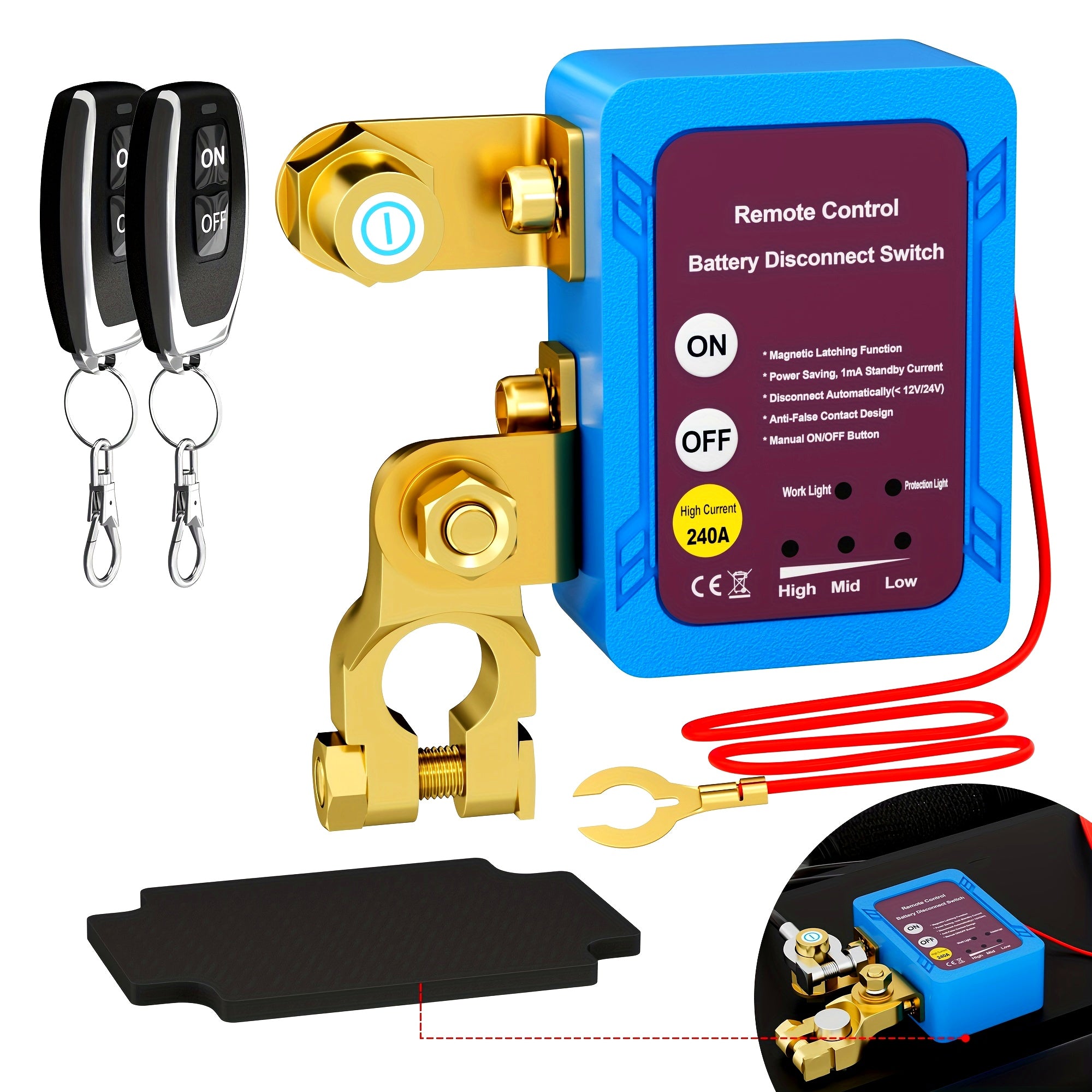 12V Remote Battery Disconnect Switch Car Truck Boat With Keys