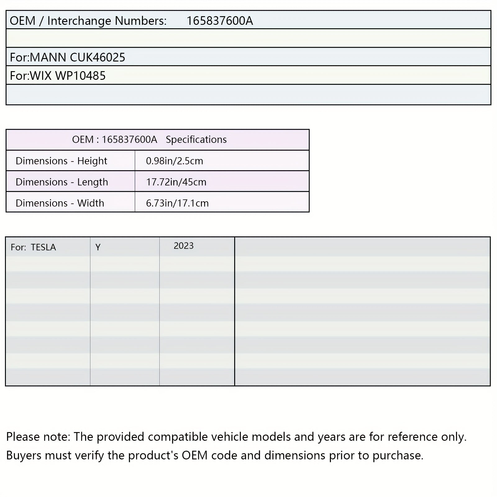 Activated Carbon Air Filter for Tesla Model Y Replacement Carbon Filter