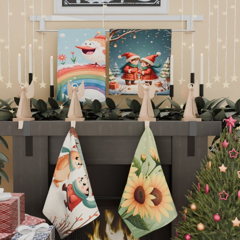 Juego de 4 toallas de cocina de invierno con muñeco de nieve y copo de nieve, 45.72x66.04cm, regalo