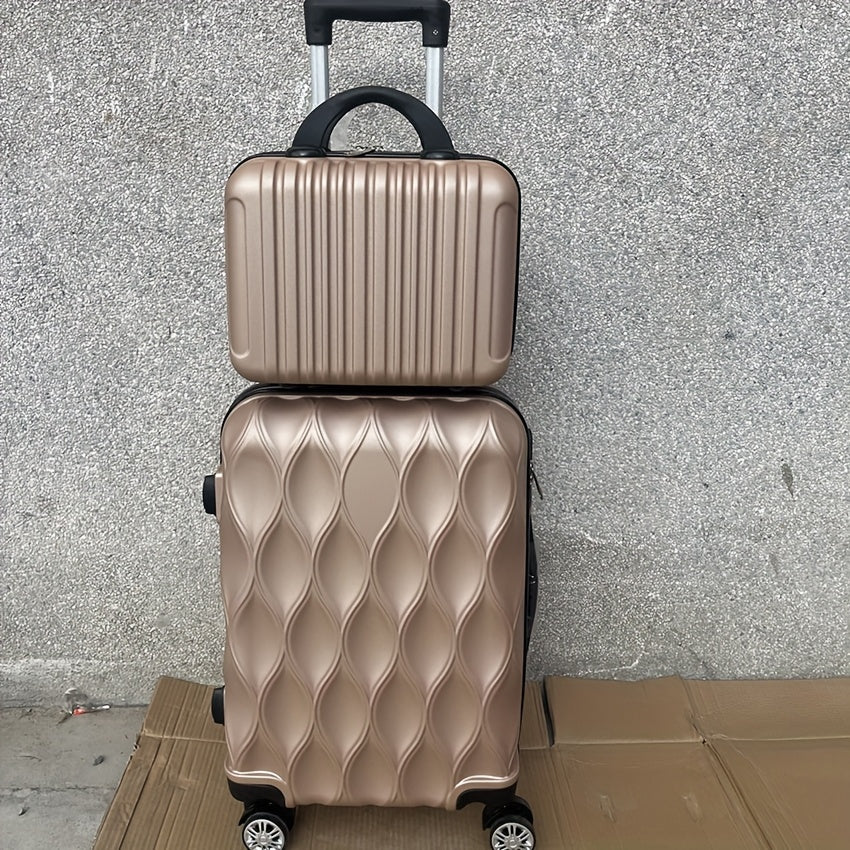 2-Piece ABS Hardside Luggage Set with Spinner Wheels 20 Inch White Lightweight Lockable