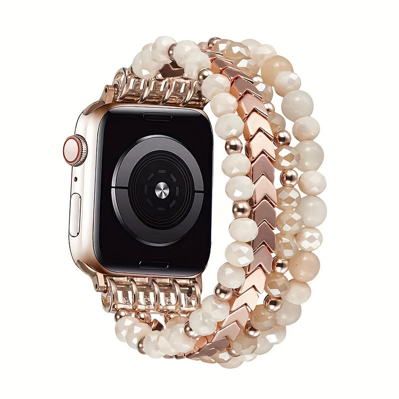 Beaded Resin Elastic Watch Band for Apple Watch 38mm-45mm Compatible with Series SE to 1