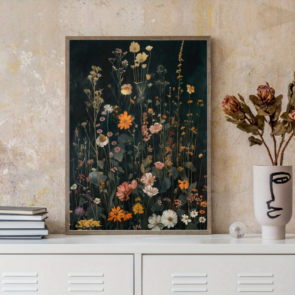 Arte de pared floral vintage estilo academia oscura impresión de flores silvestres 30x40 cm