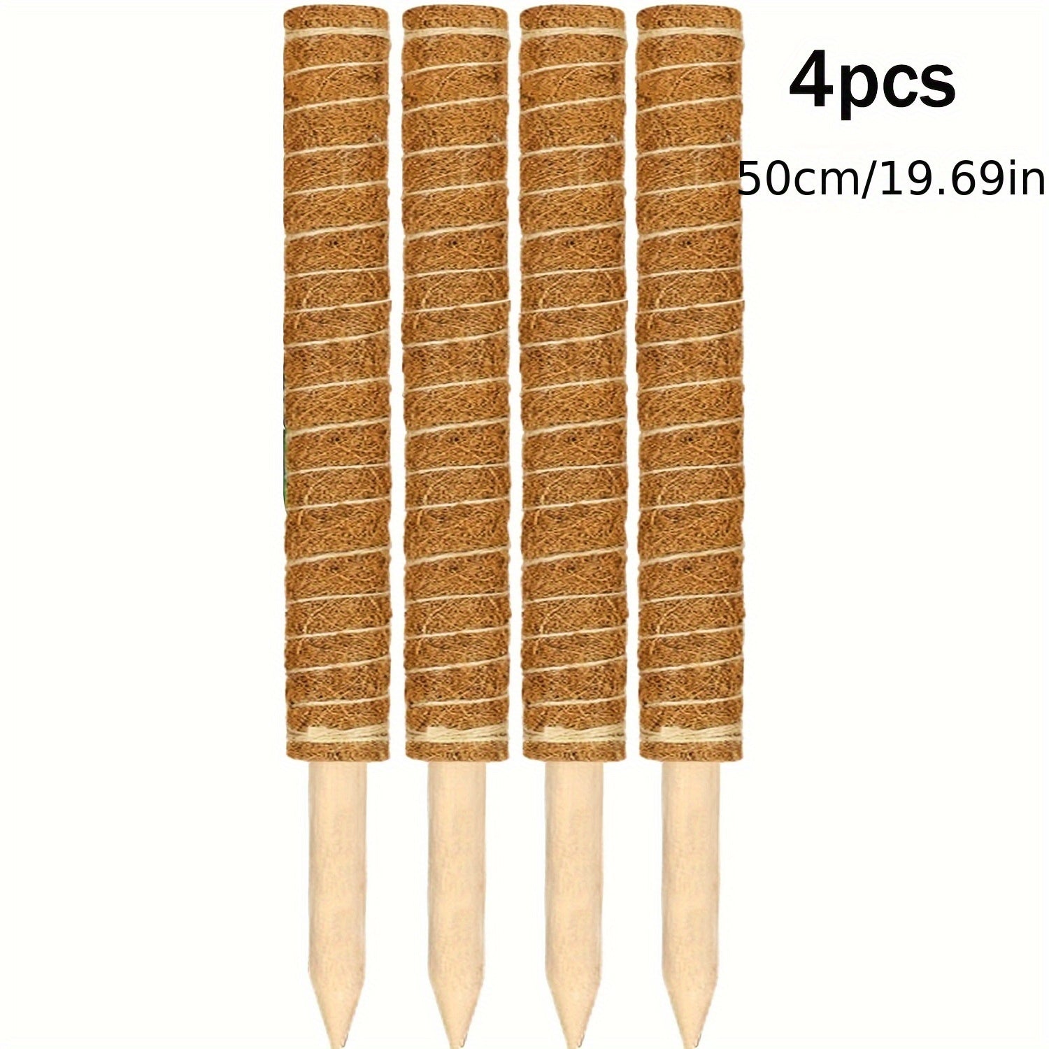 Juego de 2 varas de musgo para interior para plantas trepadoras de Monstera, soporte de fibra de coco, color marrón claro