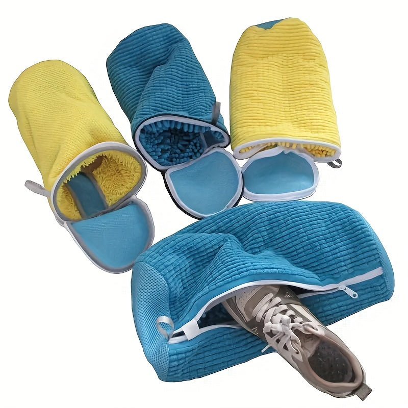 JEEAKI 2-Pack Увеличенные Сумки для Обуви для Стиральной Машины, Прочные Полиэстеровые Сумки для Стирки Обуви с Молнией, Овальные Тканевые Сумки для Стирки для Домашнего Использования, Предотвращают Деформацию