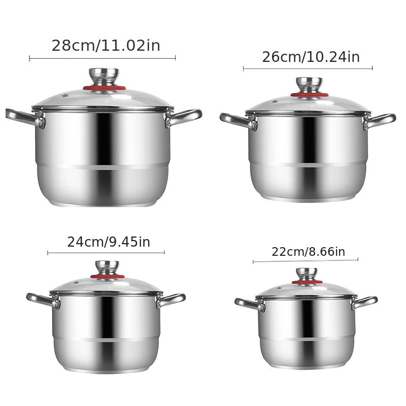 Stainless Steel Steamer and Soup Pot for Induction and Gas Stoves, Durable Noodle Cooker