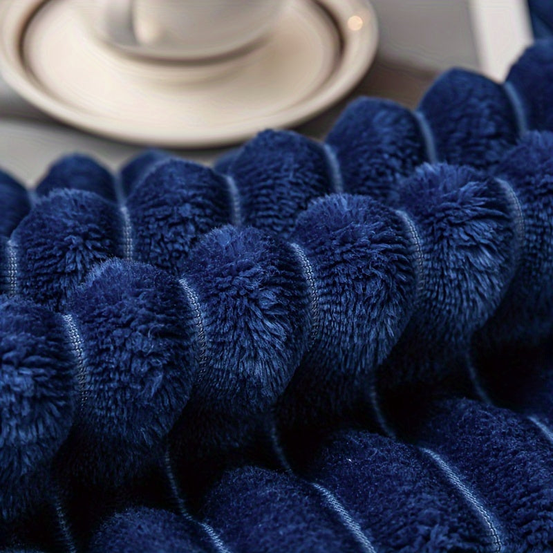 Plush Checkered Rabbit Fur Effect Blanket for Cold Nights and Cozy Snuggling