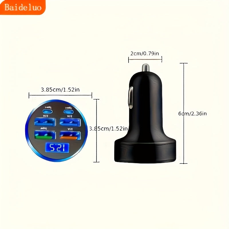 Universal avtomobil zaryadkasi 12-24V USB Type-C tez zaryadlash 3.1A displey