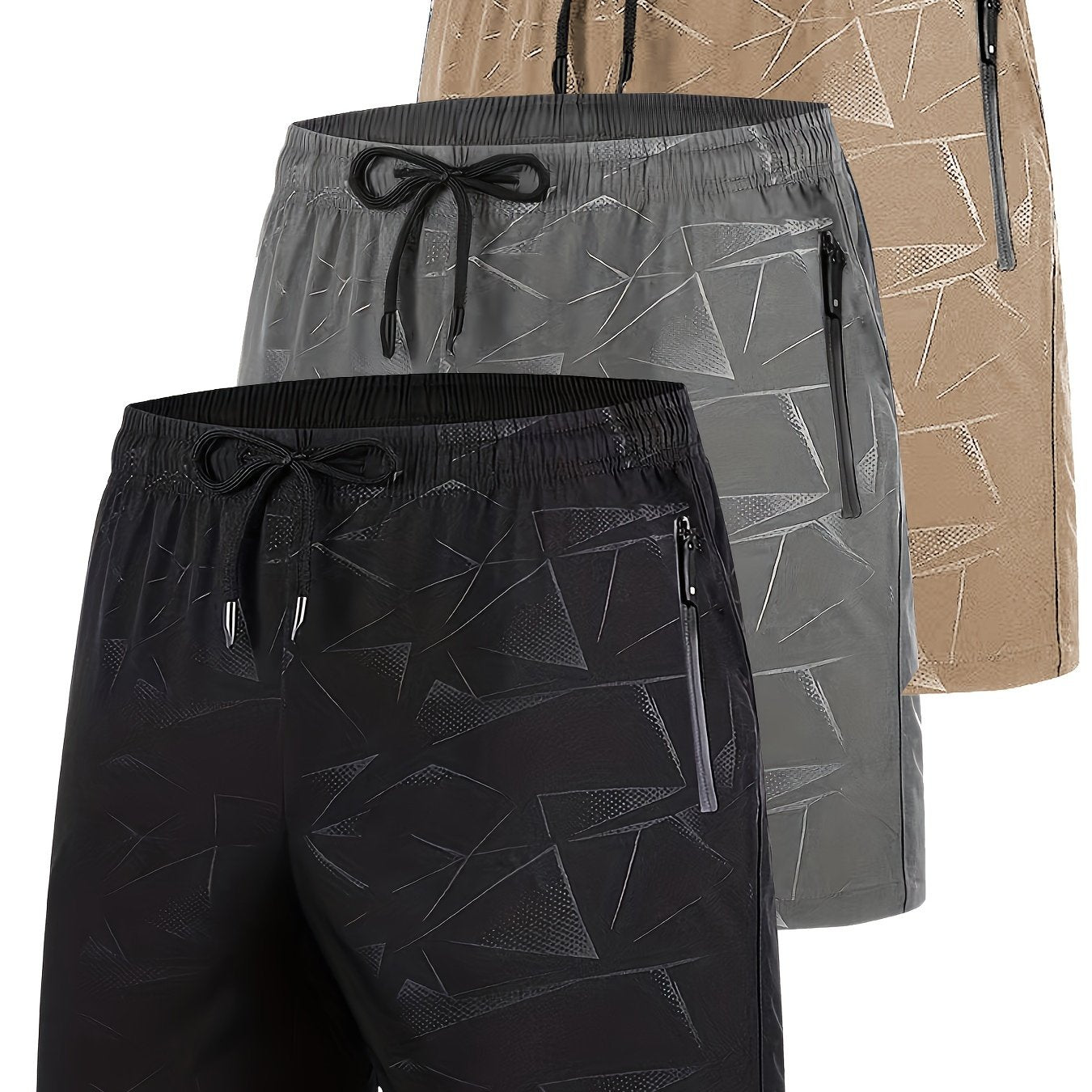 Мужской комплект из трёх предметов шорт большого размера для повседневных спортивных занятий, быстро сохнущий, дышащий, с эластичной тканью