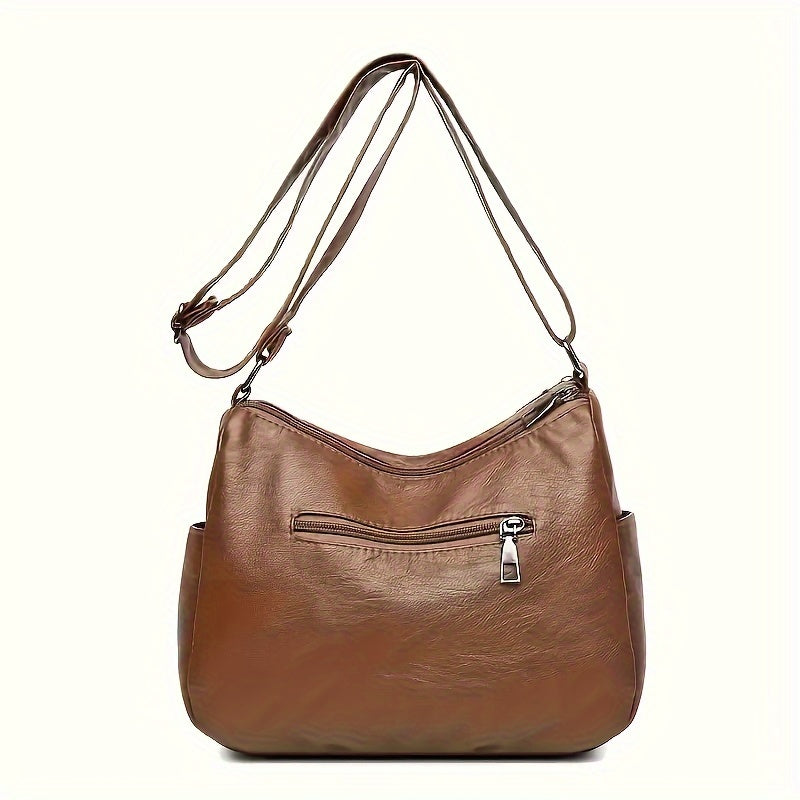 Black Crossbody Bag for Women with Zippers and Polyester Lining