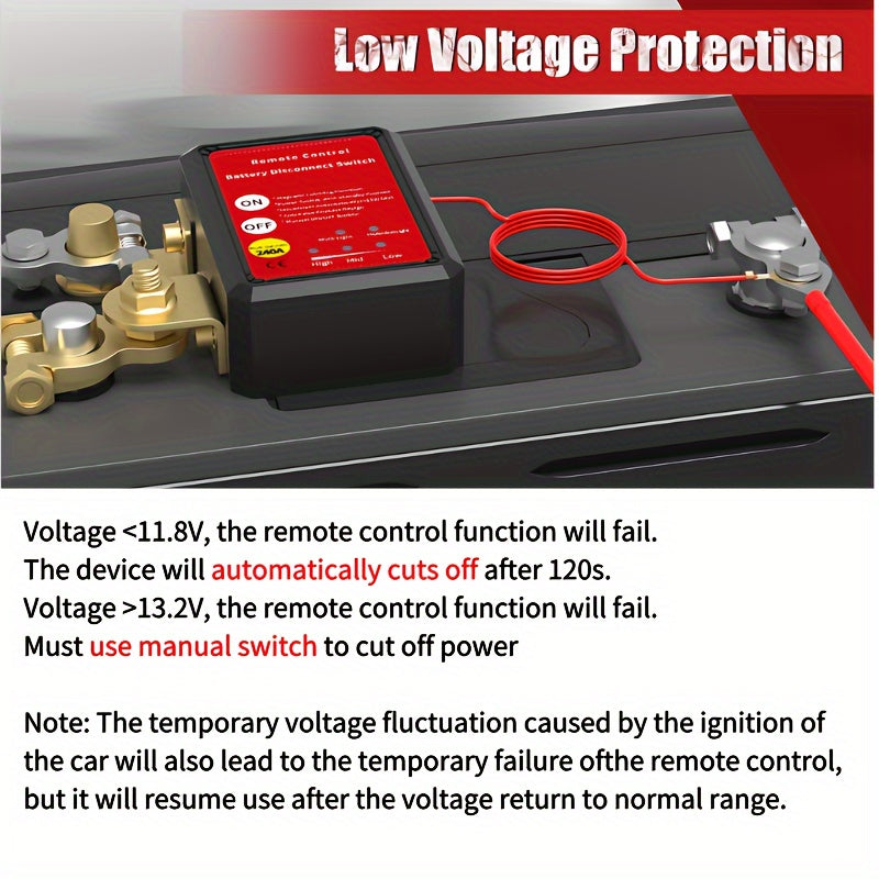 Remote Car Battery Disconnect Switch 12V Auto Power Off for Vehicles and RVs