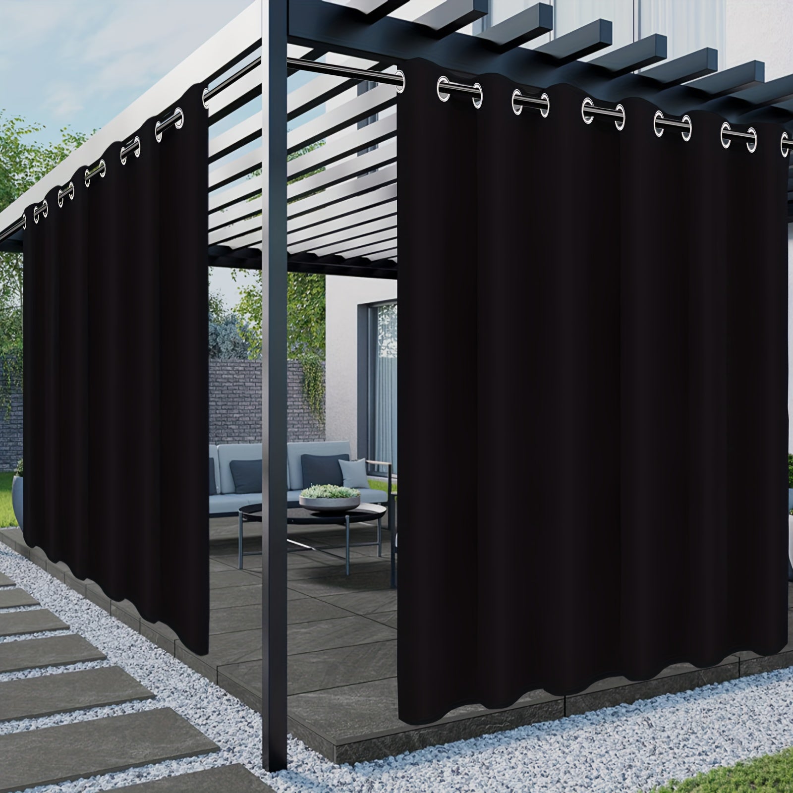 Outdoor Patio Curtain Waterproof UV Protection Fade-Resistant Grommet Privacy Polyester