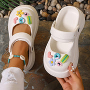 Women's EVA Slippers Summer Beach Shoes with Rotatable Back Strap, Anti-Slip Durable Sole