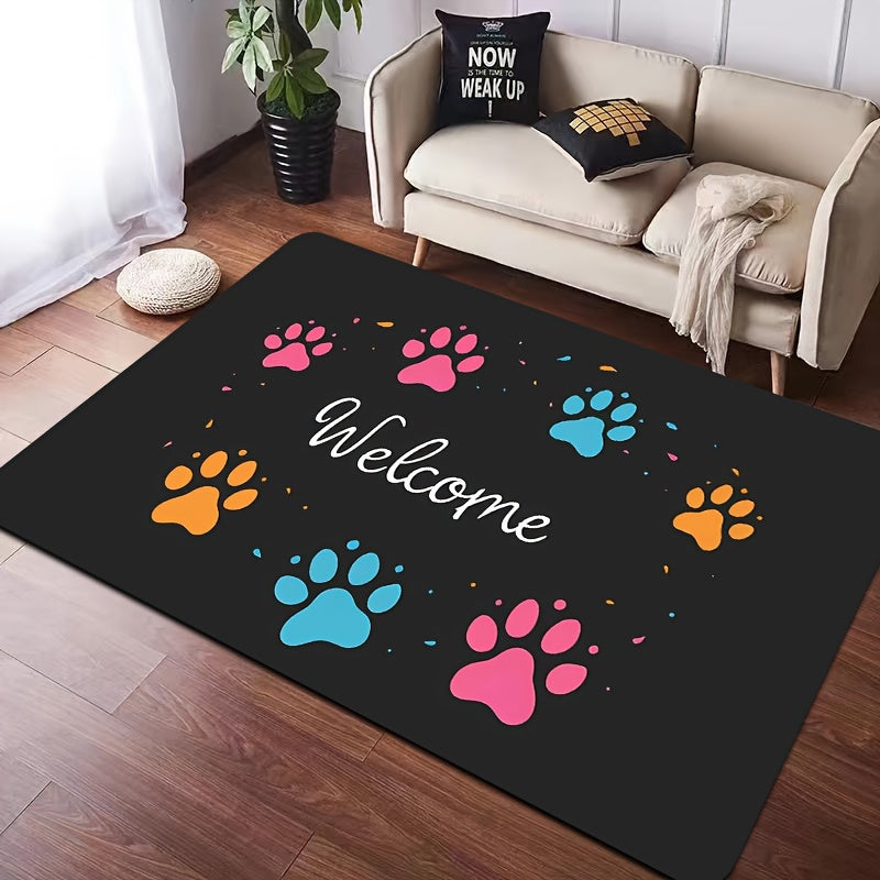 Paw Print Gaming Room Rug 8mm Thick Easy to Clean Durable Carpet for Any Room