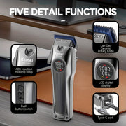 Cortapelos eléctrico con hojas de diamante azul, diseño ergonómico, pantalla LED, múltiples velocidades, recargable por USB para hombres