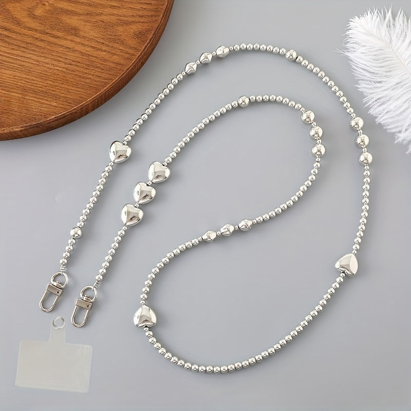 Yurak shaklidagi marjonli telefon tasmasi va uzin zanjirli pendant, ko'krakda taqish va yo'qolishdan saqlash uchun. Telefonlar, quloqchinlar, kameralar, sumkalar va boshqalar uchun mos.