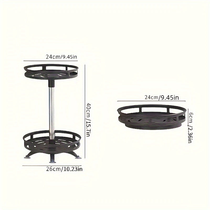 Rotating Adjustable Kitchen Organizer with Tiered Shelves for Bathroom and Office Storage