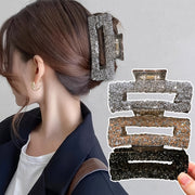 Women's Square Water Diamond Grip Hair Clips Set PVC Elegant Minimalist Oblong Rhinestone